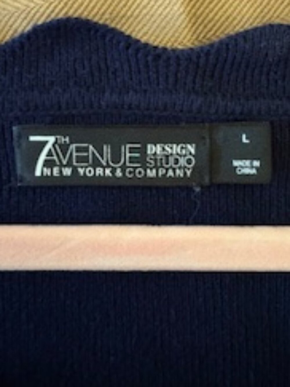 7th Avenue Navy Blue Cardigan Size L | Classic Cropped Sweater - Picture 3 of 6